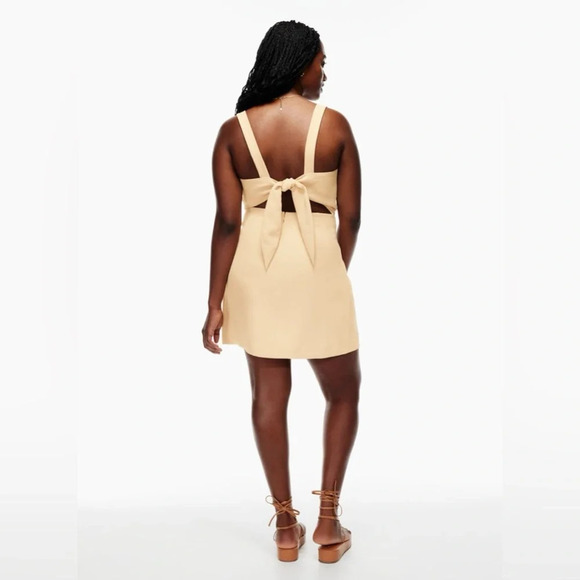 WILFRED by ARITZIA Aperature Tie Back Dress in Mustard Yellow - Picture 3 of 16
